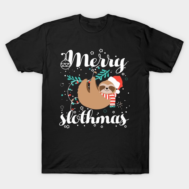 Womens Merry Christmas Slothmas Sloth Lovers T-Shirt by rhazi mode plagget